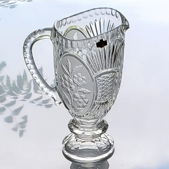 Vntg Lead Crystal 40oz Floral Pitcher by Kristal Zajecar made in Yugoslavia - Picture 8 of 16